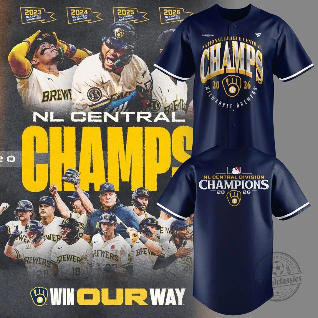 2026 Baseball Jersey for Milwaukee Brewers National League Central Division Champions